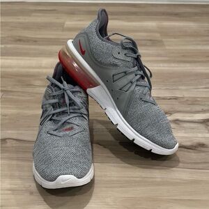 Mens Nike Grey and Red Air Max